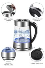 Cam LED Işıklı 1500W 1.8L Kettle Su Isıtıcı TY-S888-040