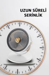 Sessiz Vantilatör Şarjlı 5 Kademeli Taşınabilir Ayarlanabilir Kablosuz Fan F47 Siyah Beyaz