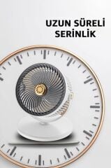 Sessiz Vantilatör Şarjlı 5 Kademeli Taşınabilir Ayarlanabilir Kablosuz Fan F47 Siyah Beyaz