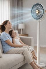 Sessiz Vantilatör Şarjlı 5 Kademeli Taşınabilir Ayarlanabilir Kablosuz Fan F47 Siyah Beyaz