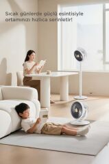 Sessiz Vantilatör Şarjlı 5 Kademeli Taşınabilir Ayarlanabilir Kablosuz Fan F47 Siyah Beyaz