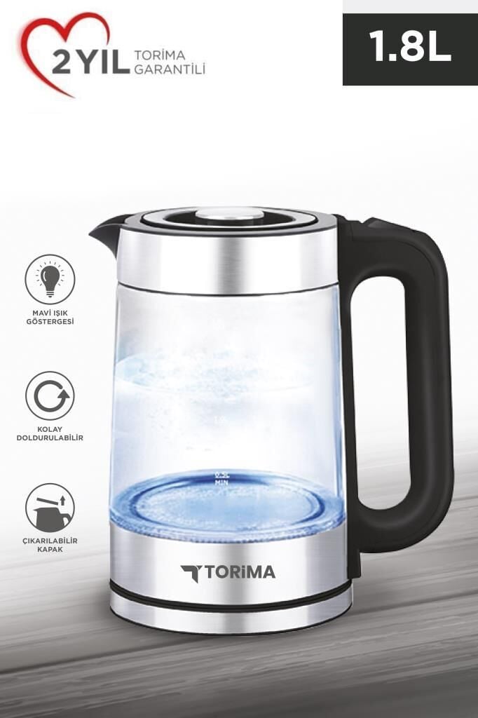 Torima TY-083-18X29A Cam Ledli Kettle 1500W 1.8L Su Isıtıcı