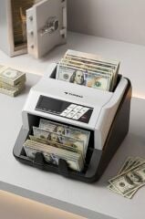 Profesyonel Para Sayma Makinesi UV+MG Sensörlü Geçersiz Para Tespitli MNY01 Gri