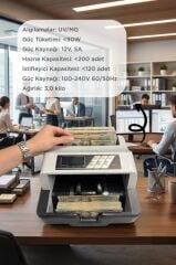 Profesyonel Para Sayma Makinesi UV+MG Sensörlü Geçersiz Para Tespitli MNY01 Gri