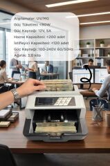 Profesyonel Para Sayma Makinesi UV+MG Sensörlü Geçersiz Para Tespitli MNY01 Gri
