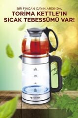 Cam Çay Makinesi Led Işıklı 1500W 1.8L Kettle Su Isıtıcı TY-S888-049