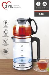 Cam Çay Makinesi Led Işıklı 1500W 1.8L Kettle Su Isıtıcı TY-S888-049