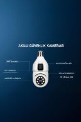 Ampul Kamera Wifi 360° Panoramik Gece Görüş Hareket Algılayıcı Güvenlik Kamerası CMR13 Beyaz