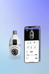 Ampul Kamera Wifi 360° Panoramik Gece Görüş Hareket Algılayıcı Güvenlik Kamerası CMR13 Beyaz
