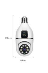Ampul Kamera Wifi 360° Panoramik Gece Görüş Hareket Algılayıcı Güvenlik Kamerası CMR13 Beyaz