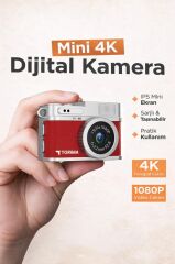 Torima Mini Dijital Kamera Selfie Video Vlog Kamerası Mini Anahtarlık 1080P CMR35 Kırmızı
