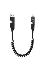 Torima U110 Siyah 4'ü 1 arada ( Type-c , Lightning , USB-A,) 65 W Super Hızlı Akordiyonlu Şarj Kablosu