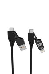 Şarj Kablosu Type-C Lightning Usb-A Super Hızlı Akordiyonlu 4IN1 65W Kablo Fm U110 Siyah