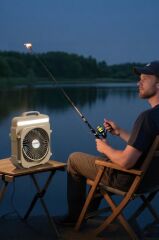 Şarjlı Masaüstü Vantilatör Kamp Tipi 4000 Mah Işıklı Taşınabilir Masa Fanı F53 Bej