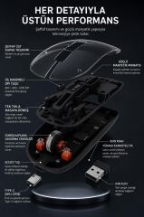 Torima Şeffaf Çift Modlu Fare Bluetooth 5.2 + 2.4G Kablosuz Mouse TM23 Siyah