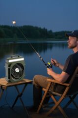 Şarjlı Masaüstü Vantilatör Kamp Tipi 4000 Mah Işıklı Taşınabilir Masa Fanı F53 Yeşil