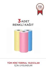 Torima Renkli 1Paket (3Adet) Termal Rulo Kağıt Tüm Mini Makinalara Uyumlu