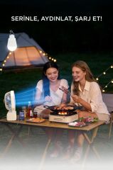 Şarjlı Masaüstü Vantilatör Powerbank Özellikli 3600 Mah Işıklı Taşınabilir Masa Fanı F58 Yeşil