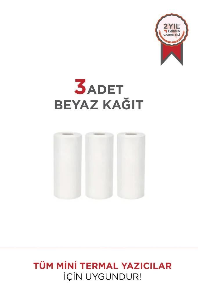 Torima Beyaz 1Paket (3Adet) Termal Rulo Kağıt Tüm Mini Makinalara Uyumlu