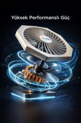 Şarjlı Masaüstü Vantilatör Powerbank Özellikli 3600 Mah Işıklı Taşınabilir Masa Fanı F58 Bej