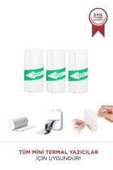 Torima Yapışkanlı Beyaz 1Paket (3Adet) Termal Rulo Kağıt Etiket Sticker Tüm Mini Makinalara Uyumlu