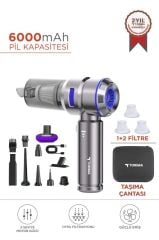 HL-121 Mavi Üflemeli Şarjlı Araç Mini EL Süpürgesi 16.000PA Emiş Güçlü 4İN1 Araba Süpürgesi