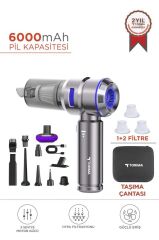 HL-121 Mavi Üflemeli Şarjlı Araç Mini EL Süpürgesi 16.000PA Emiş Güçlü 4İN1 Araba Süpürgesi