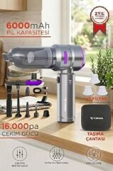 Araç İçi Süpürge 4IN1 17000PA Emiş Güçlü Üflemeli Şarjlı Mini Araba El Süpürgesi HL121 Mor