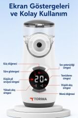 Nebulizatör Mesh Usb Şarjlı Sessiz Kademeli Dijital Ekranlı MY-135B Beyaz