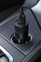 Araç Şarj Aleti Soketi Tüm Araçlarla Uyumlu Çift USB Araba Çakmaklık C3 Siyah