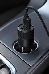 Araç Şarj Aleti Soketi Tüm Araçlarla Uyumlu Çift USB Araba Çakmaklık C3 Siyah