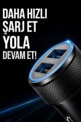 Araç Şarj Aleti Soketi Tüm Araçlarla Uyumlu Çift USB Araba Çakmaklık C3 Siyah