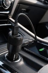 Araç Şarj Aleti Soketi Tüm Araçlarla Uyumlu Çift USB Araba Çakmaklık C3 Siyah