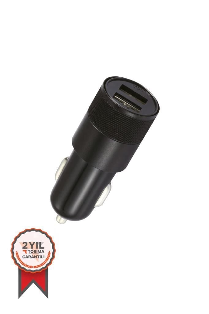 Araç Şarj Aleti Soketi Tüm Araçlarla Uyumlu Çift USB Araba Çakmaklık C3 Siyah