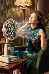 Vantilatör Retro Tasarımlı Masaüstü Mini USB Şarjlı Fan F49 Mavi