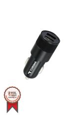 Torima C3 Siyah Lightning Tüm Araçlara Uyumlu Araba Çakmaklık Çift USB Girişli Oto Şarj Aleti Soketi