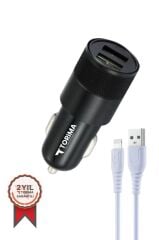 Torima C3 Siyah Lightning Tüm Araçlara Uyumlu Araba Çakmaklık Çift USB Girişli Oto Şarj Aleti Soketi