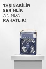 Vantilatör Hava Nemlendirici Masaüstü Mini Kablolu Fan F17 Mavi
