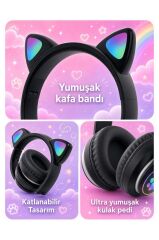 Torima Bluetooth Kulaklık Kulak Üstü Kedi Tasarımlı Kablosuz Kulaklık HD90 Siyah