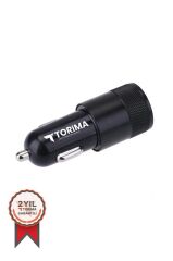 Torima C3 Micro Siyah Tüm Araçlara Uyumlu Araba Çakmaklık Çift USB Girişli Oto Şarj Aleti Soketi