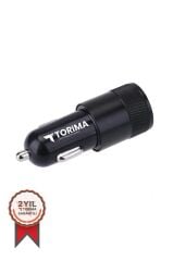 Torima C3 Type-C Siyah Tüm Araçlara Uyumlu Araba Çakmaklık Çift USB Girişli Oto Şarj Aleti Soketi