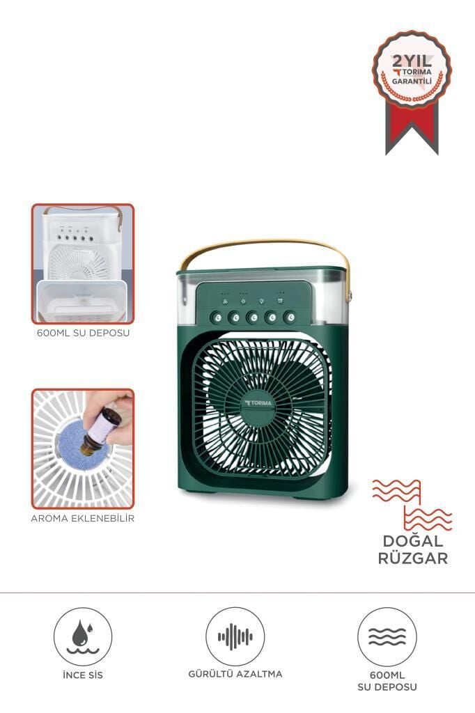 Vantilatör Hava Nemlendirici Masaüstü Mini Kablolu Fan F17 Yeşil