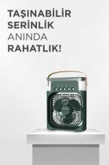 Vantilatör Hava Nemlendirici Masaüstü 180 Derece Dönen Kablolu Fan F17 Yeşil