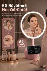 Bluetooth Hoparlör Led Işıklı Makyaj Aynalı Kablosuz Şarj Cihazı TRM04 Rose Gold