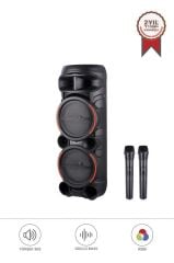 Bluetooth Hoparlör Rgb Işıklı Çift Mikrofonlu Taşınabilir Parti Speaker KTS-2058 Siyah