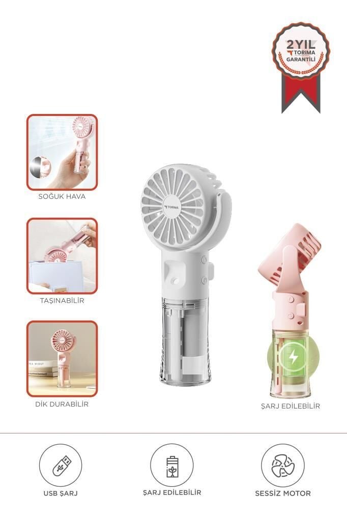Vantilatör Şarjlı Mini Masa Fan F13 Beyaz
