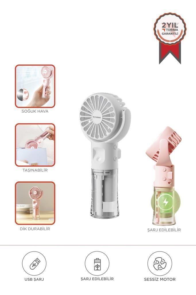 Vantilatör Şarjlı Mini Masa Fan F13 Beyaz