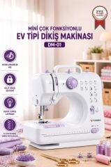 Mini Dikiş Makinesi 12 Desenli Pedallı Ev Tipi DM01 Beyaz