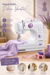 Mini Dikiş Makinesi 12 Desenli Pedallı Ev Tipi DM01 Beyaz