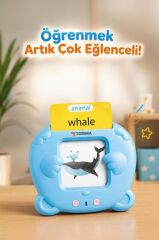 Çocuk Tableti İngilizce Sesli Erken Eğitim Tableti 112 Çift Taraflı Kartlı Y2 Mavi